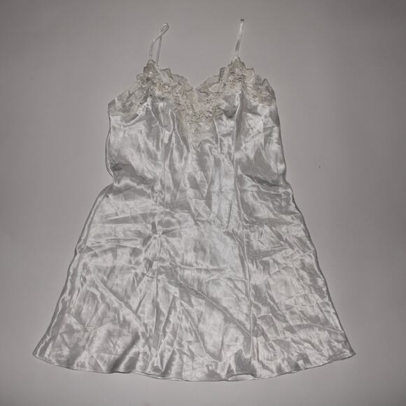 Vintage Intimo Amore White Slip Dress With Lace And Beaded Neckline Size XS - Picture 1 of 3